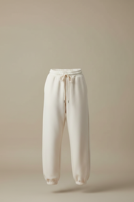 Pantalon Fluide Écru Molletonné Ample Confortable - Beige - vue 3