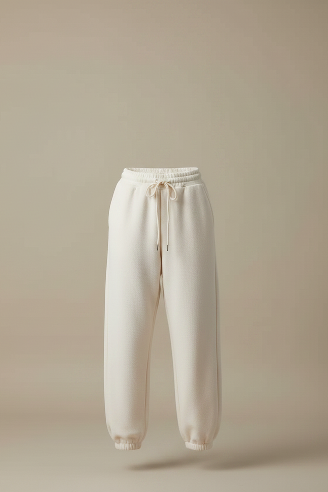 Pantalon Fluide Écru Molletonné Ample Confortable - Beige - vue 3
