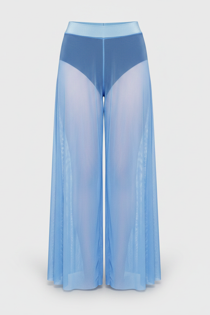 Pantalon Fluide Bleu Ciel Transparent Ample Mesh - Maille - vue 2
