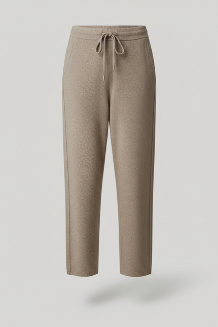 Pantalon Fluide Beige Chiné Ample Cordon Décontracté - Maille - vue 3
