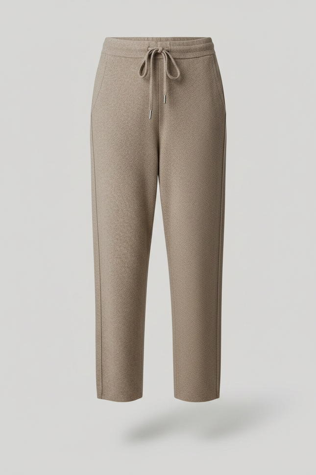 Pantalon Fluide Beige Chiné Ample Cordon Décontracté - Maille - vue 3