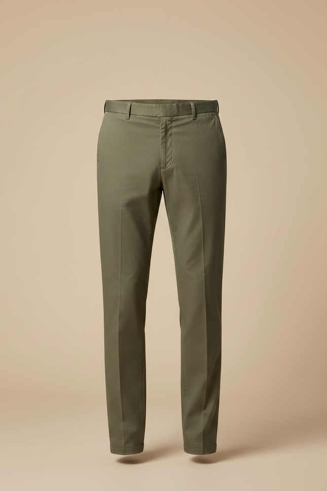 Pantalon Fluide Kaki Coton Droit Élégant Homme - Gabardine - vue 3
