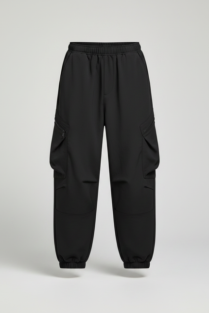 Pantalon Fluide Noir Ample Cargo Décontracté Garçon - Polyester - vue 3