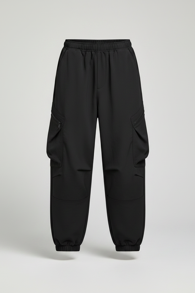 Pantalon Fluide Noir Ample Cargo Décontracté Garçon - Polyester - vue 3