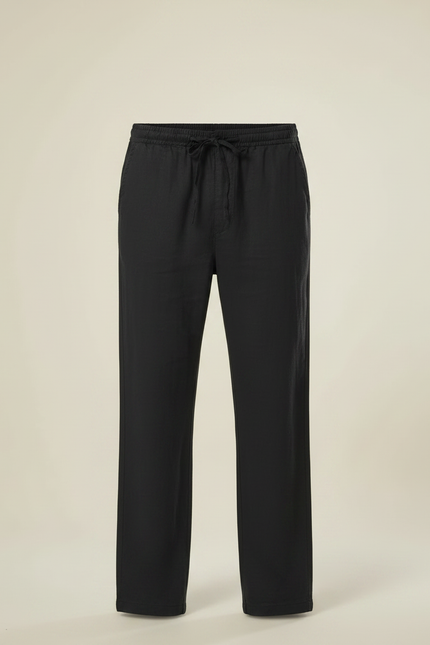 Pantalon Fluide Lin Noir - vue 3