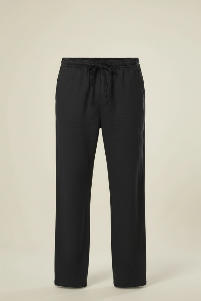 Pantalon Fluide Lin Noir - vue 3