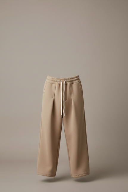 Pantalon Fluide Beige Coton Ample Épais Garçon - Molleton - vue 3