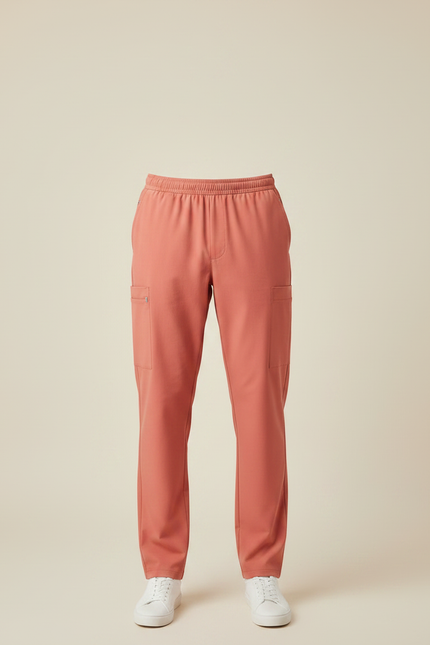 Pantalon Fluide Corail Droit Décontracté Homme Coton - Orange - vue 3