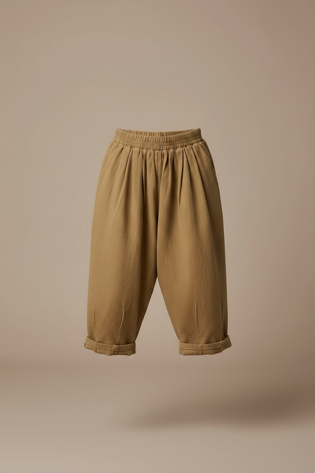 Pantalon Fluide Kaki Ample Coton Enfant Rétro - vue 3
