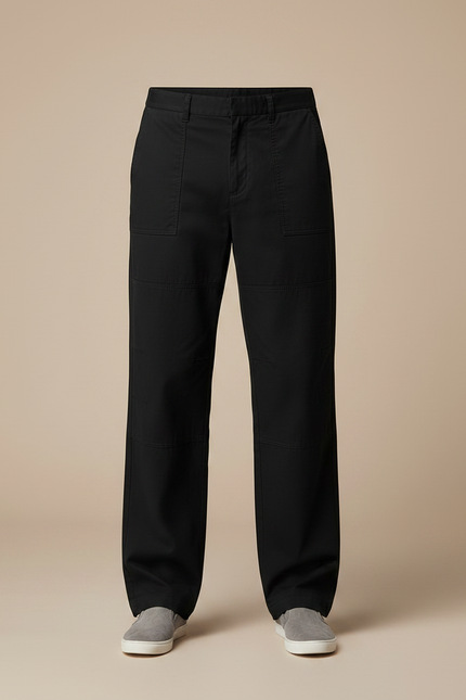 Pantalon Fluide Noir Ample Cargo Coton Homme - vue 3