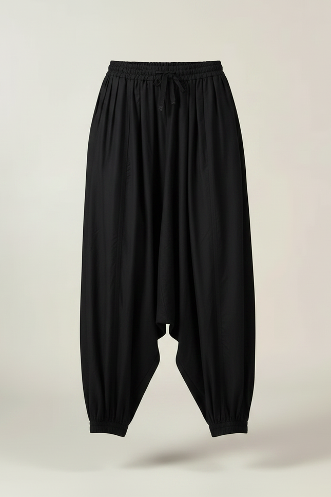 Pantalon Fluide Noir Ample Sarouel Décontracté Femme - Viscose - vue 3