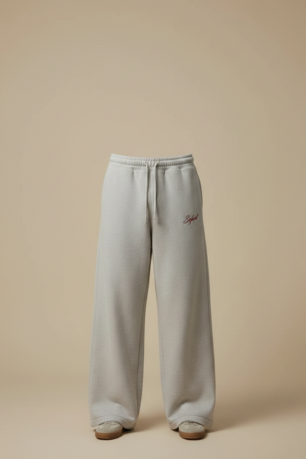 Pantalon Fluide Gris Ample Décontracté Brodé Homme - Molleton - vue 3