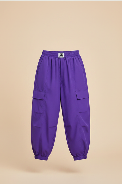 Pantalon Fluide Violet Cargo Ample Streetwear Enfants - Polyester - vue 3