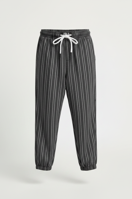Pantalon Fluide Noir Rayé Ample Décontracté Enfant - Molleton - vue 3