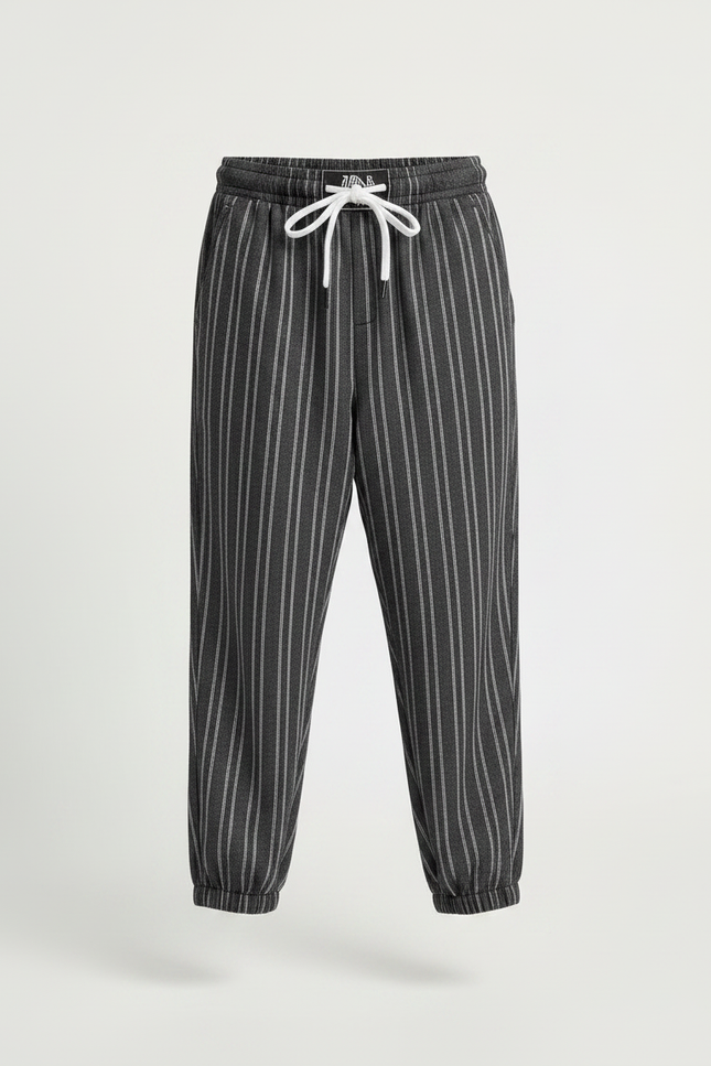 Pantalon Fluide Noir Rayé Ample Décontracté Enfant - Molleton - vue 3
