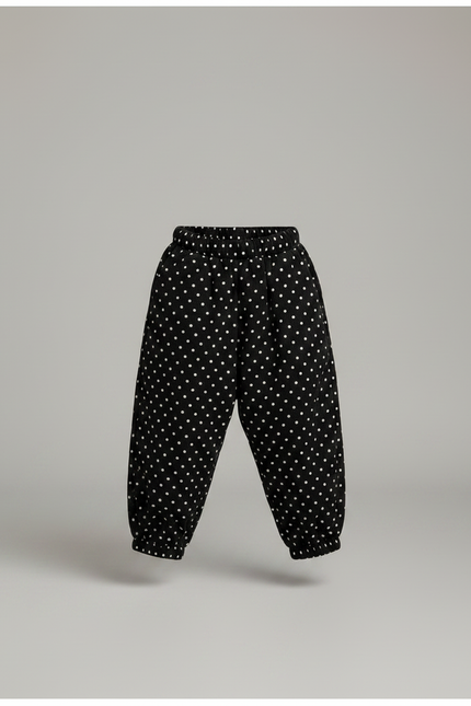 Pantalon Fluide Noir A Pois Blanc - Cordé - vue 3