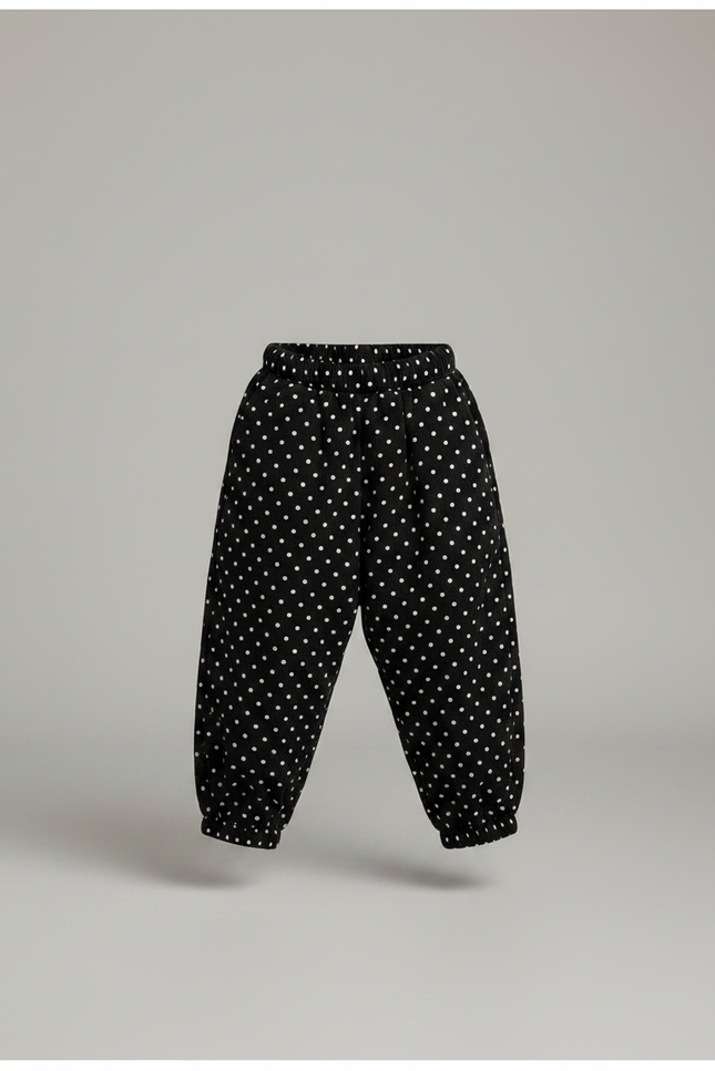 Pantalon Fluide Noir A Pois Blanc - Cordé - vue 3