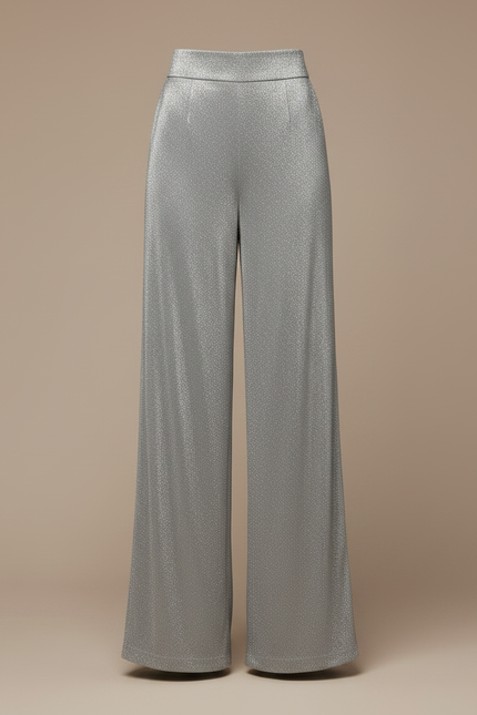 Pantalon Fluide Scintillant Argenté Ample Élégant - Polyester - vue 3