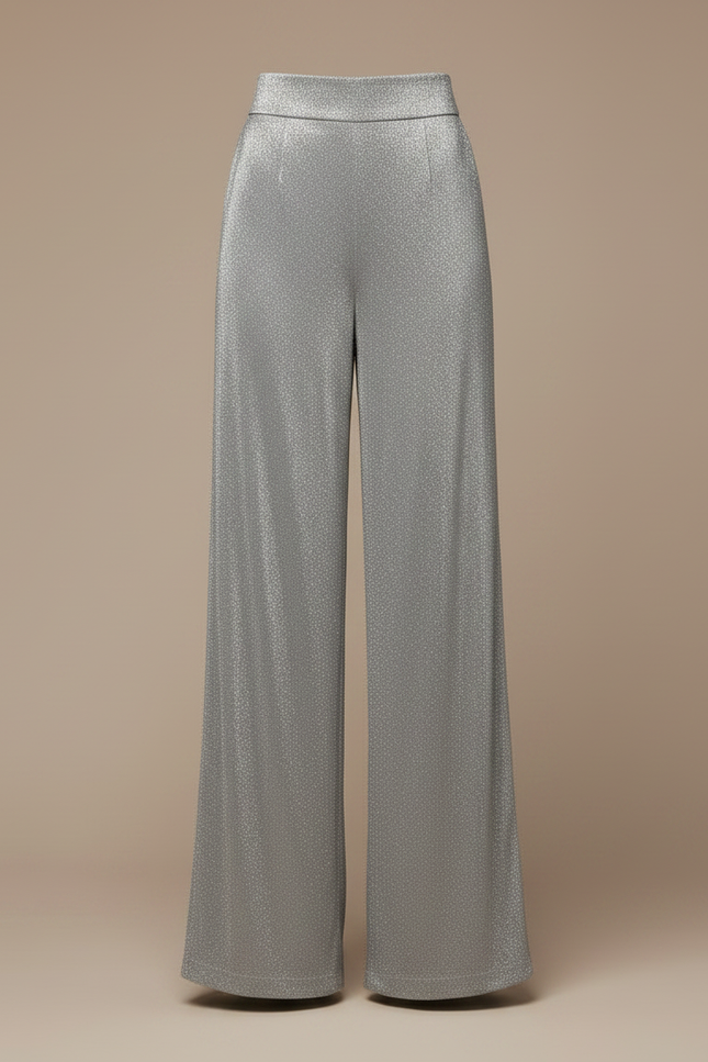 Pantalon Fluide Scintillant Argenté Ample Élégant - Polyester - vue 3
