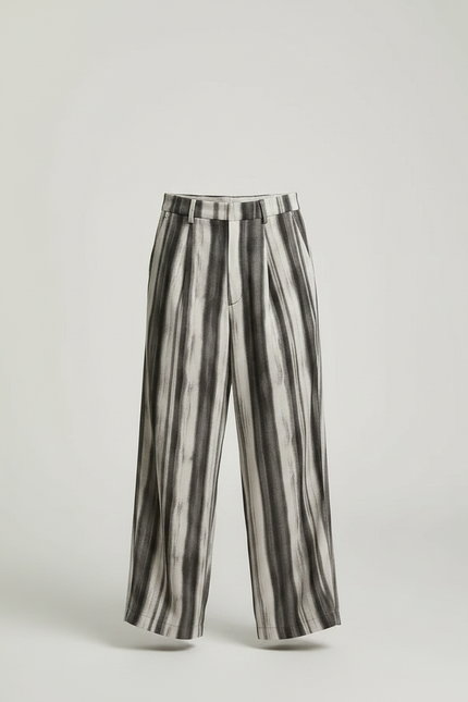 Pantalon Fluide Rayé Large Décontracté Enfant - Imprimé Lin - vue 3
