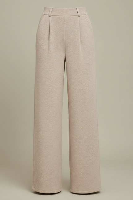 Pantalon Fluide Beige Large Confortable Décontracté Plissé - Molleton - vue 3