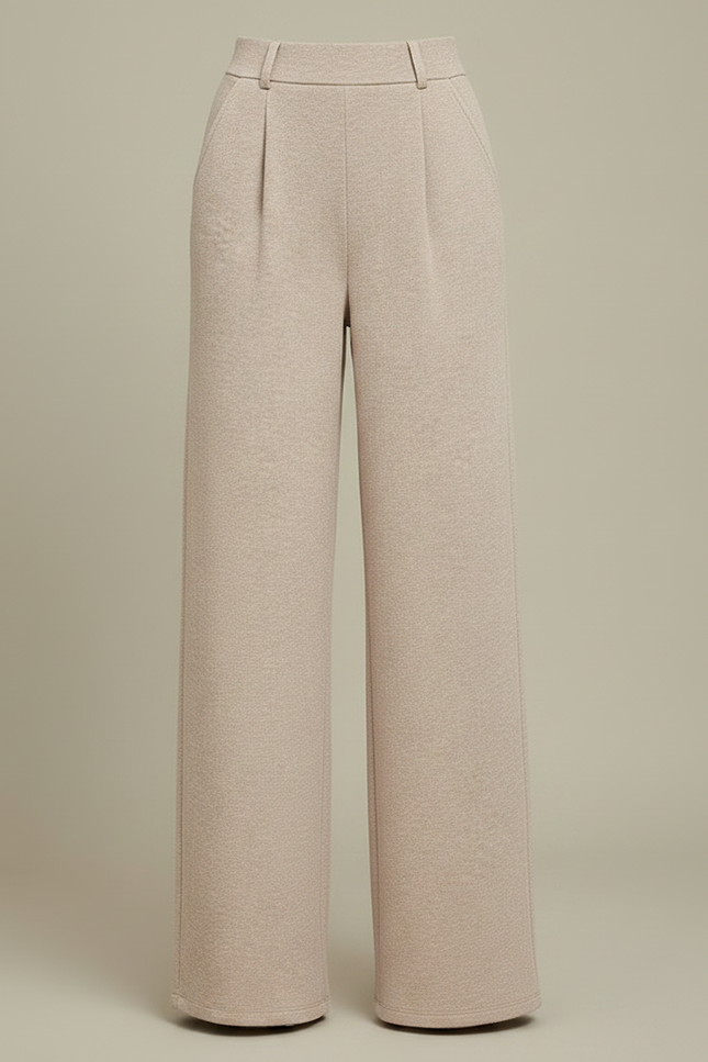 Pantalon Fluide Beige Large Confortable Décontracté Plissé - Molleton - vue 3