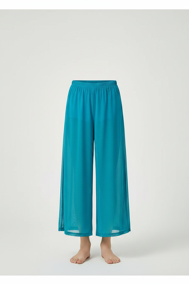 Pantalon Fluide Bleu Maille Ample Fendu Enfant - vue 3