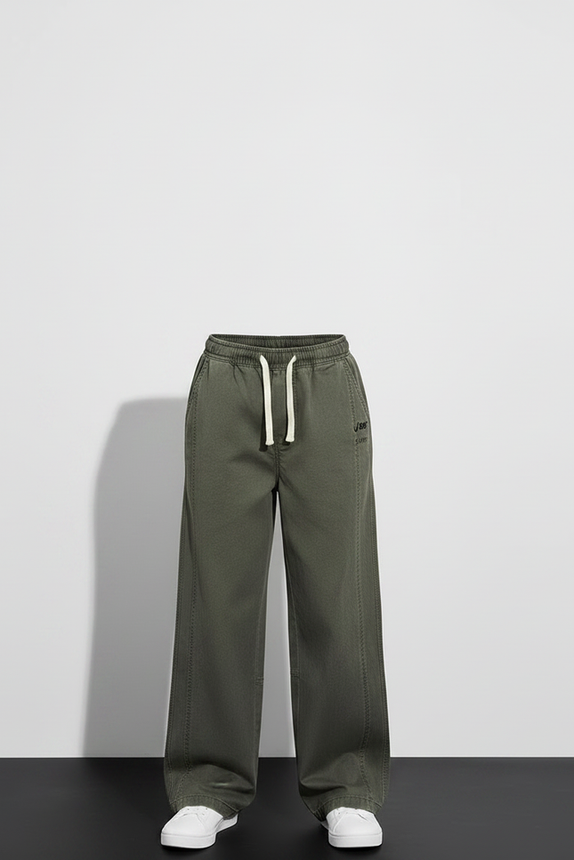 Pantalon Fluide Kaki Coton Ample Décontracté Garçon - Toile - vue 3