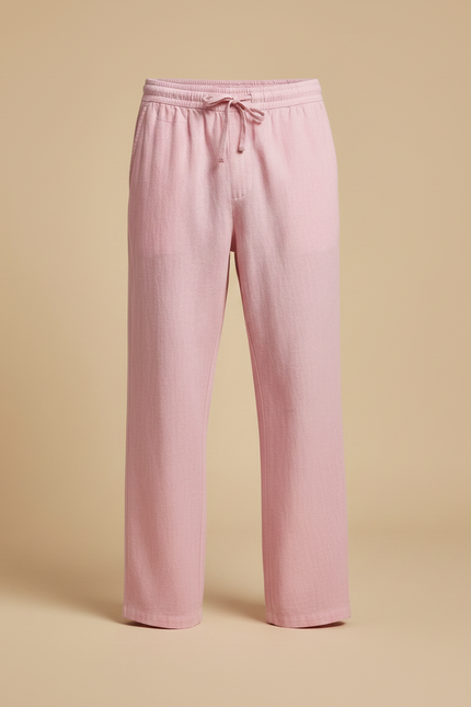 Pantalons Fluides Larges - Rose Lin - vue 3