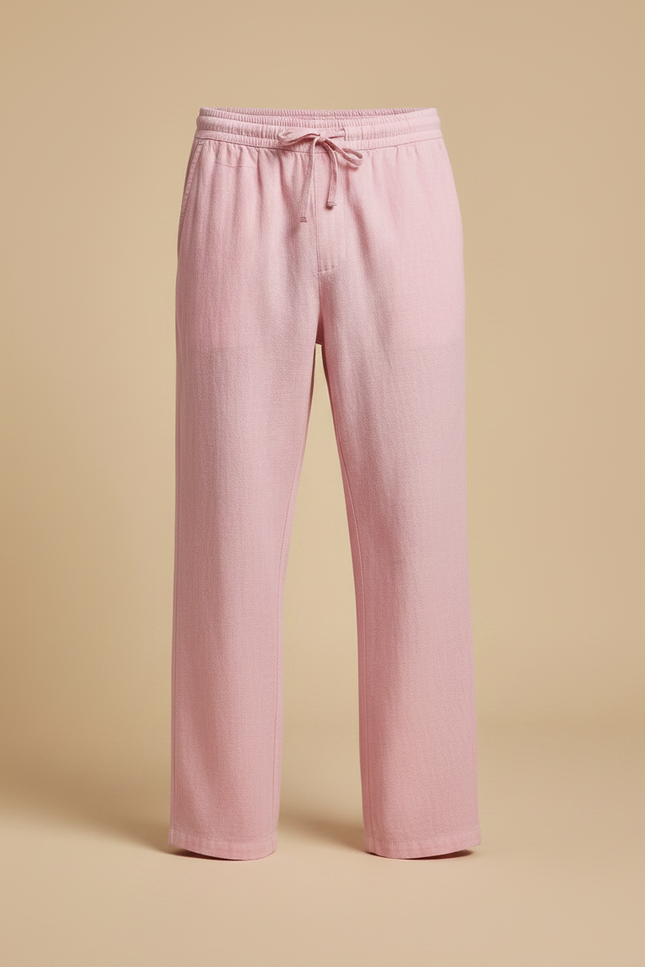 Pantalons Fluides Larges - Rose Lin - vue 3