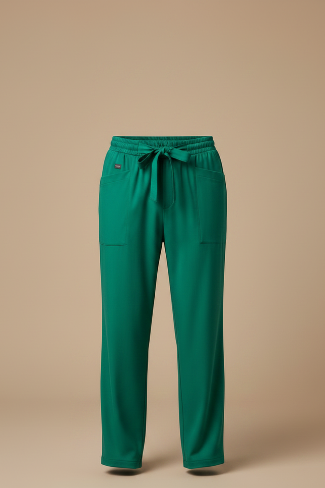 Pantalon Fluide Vert Émeraude Droit Cordon Homme - Viscose - vue 3