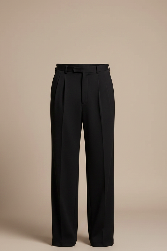 Pantalon Fluide Noir Ample Homme Élégant Droit - Polyester - vue 3