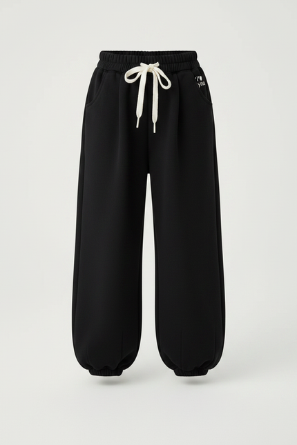 Pantalon Fluide Noir Ample Molleton Coton Confortable Enfant - vue 3