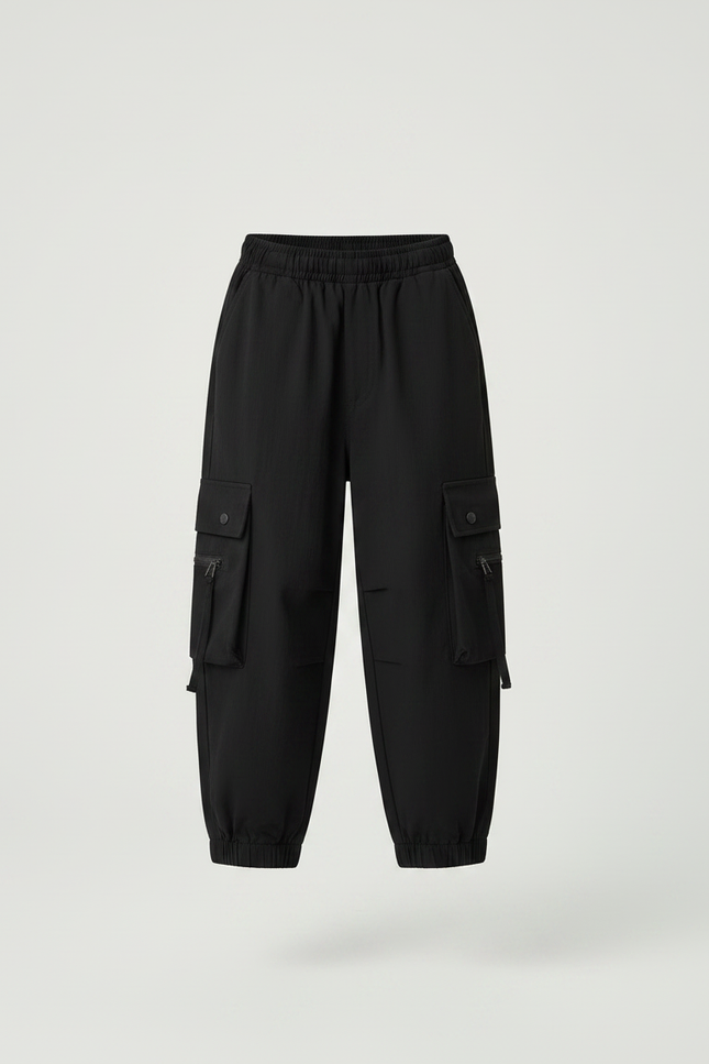Pantalon Fluide Noir Ample Cargo Sport Enfant - Polyester - vue 3
