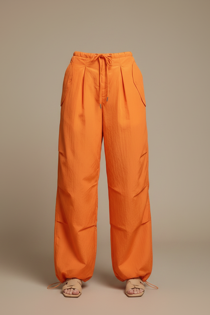 Pantalon Fluide Orange Ample Sport Décontracté Femme - Polyester - vue 3