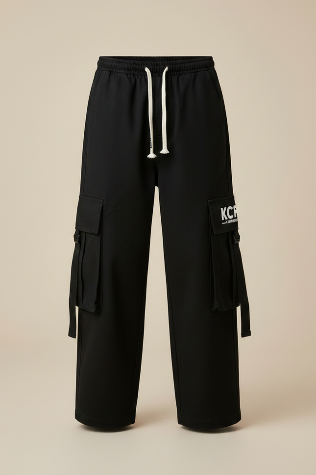 Pantalon Fluide Noir Cargo Ample Décontracté Enfant - Molleton - vue 3