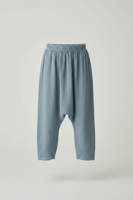 Pantalon Fluide Bleu Ciel Coton Ample Enfant - vue 3