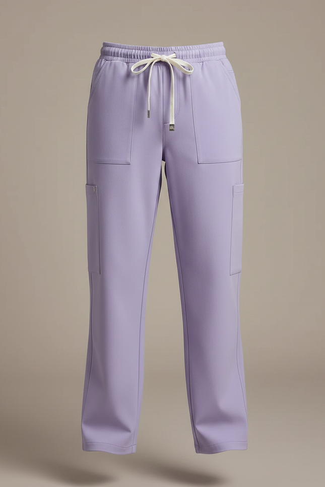 Pantalon Fluide Lavande Ample Cargo Enfant Cordon - Violet Polyester - vue 3