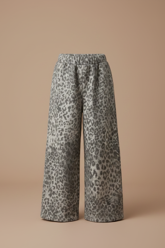 Pantalon Fluide Léopard Gris Ample Hiver Enfant - Maille - vue 3