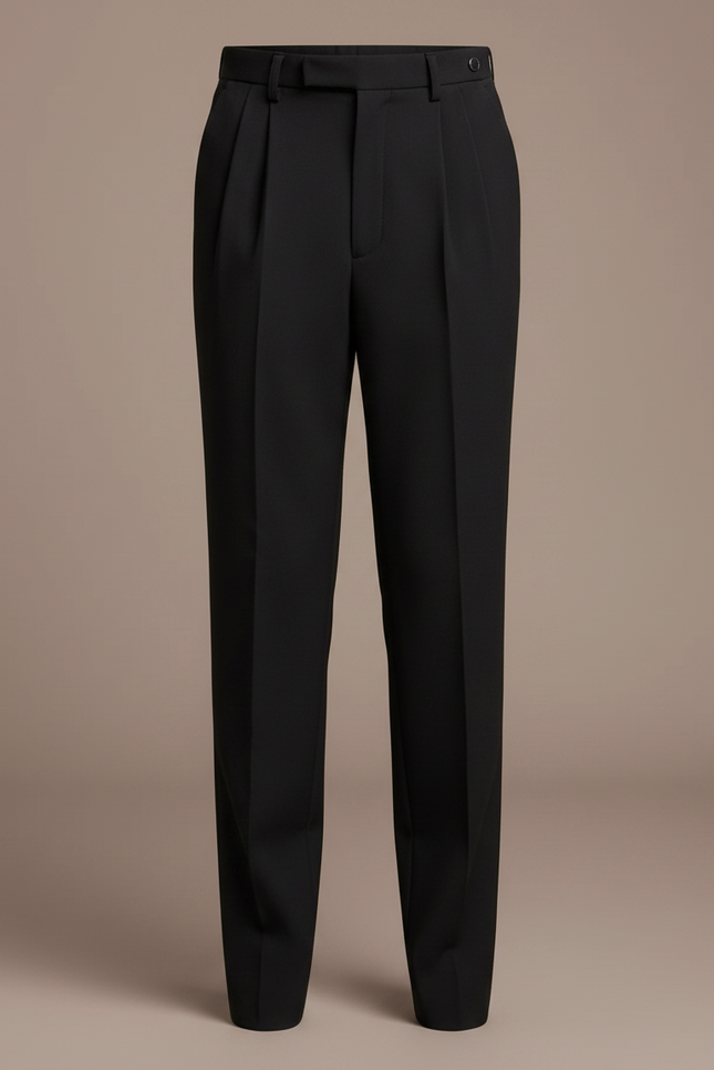 Pantalon Fluide Noir Plissé Ample Décontracté Garçon - Gabardine - vue 3