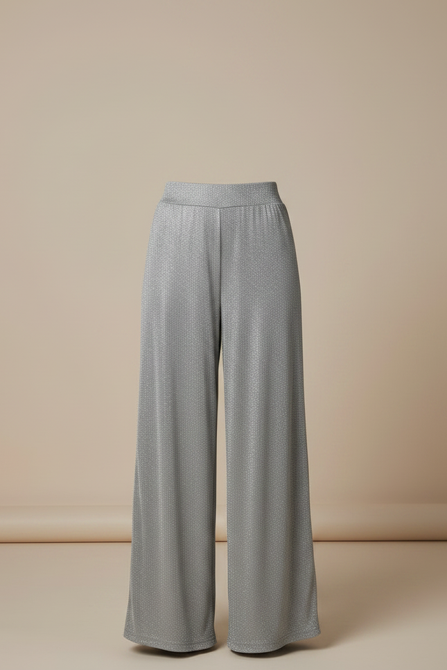 Pantalon Fluide Argenté Brillant Ample Élégant - Maille - vue 3