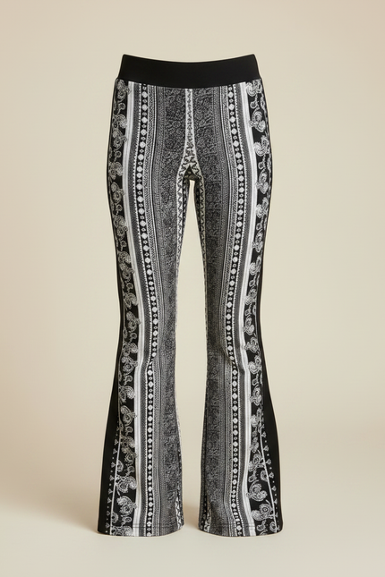 Pantalon Fluide Imprimé Évasé Noir Blanc Fille - Viscose - vue 3