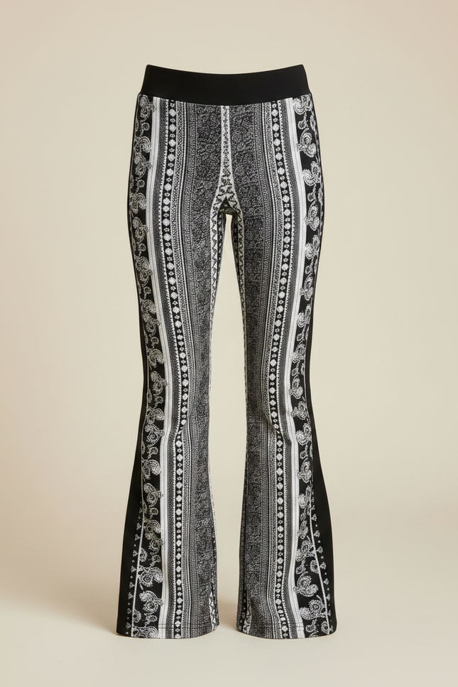 Pantalon Fluide Imprimé Évasé Noir Blanc Fille - Viscose - vue 3