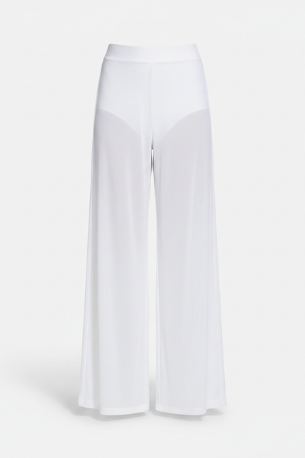 Pantalon Fluide Blanc Transparent Ample Large Élégant - Polyester - vue 2
