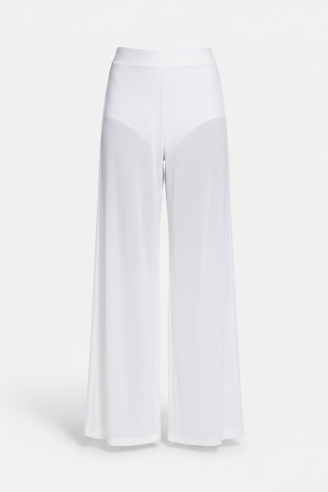 Pantalon Fluide Blanc Transparent Ample Large Élégant - Polyester - vue 2