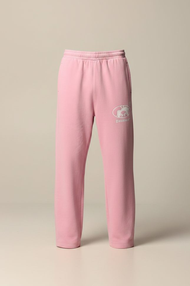 Pantalon Fluide Rose Ample Logo Blanc Décontracté Coton - Molleton - vue 3