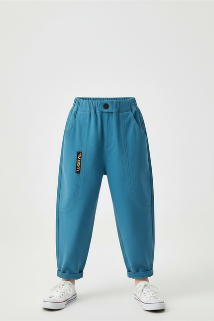 Pantalon Fluide Bleu Coton Ample Décontracté Enfant - Molleton - vue 3