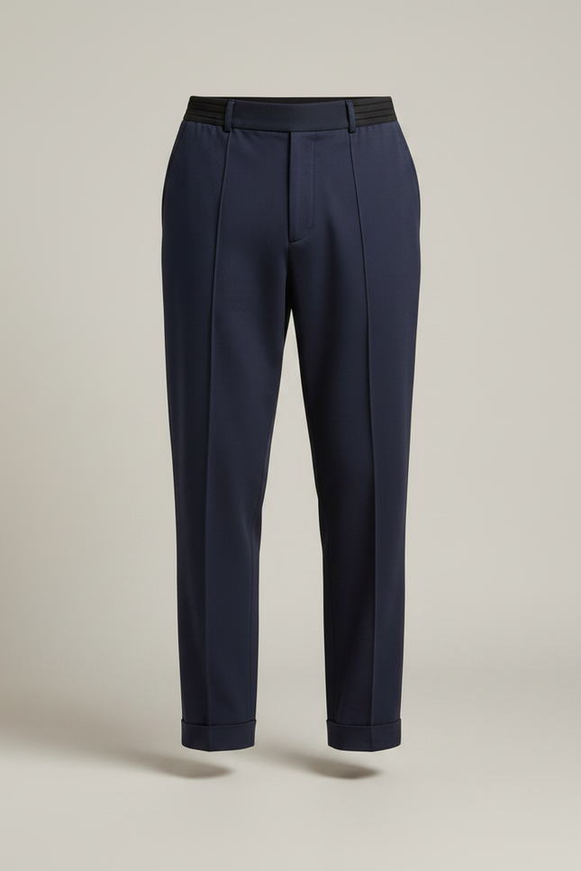 Pantalon Fluide Bleu Marine Droit Élégant Homme - Polyester - vue 3