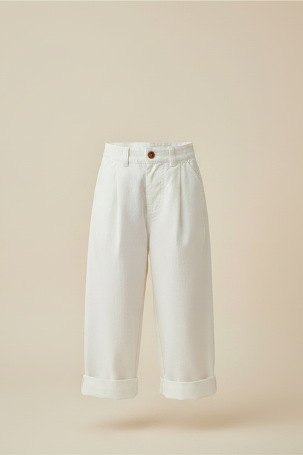 Pantalon Fluide Blanc Ample Décontracté Coton Enfants - vue 3