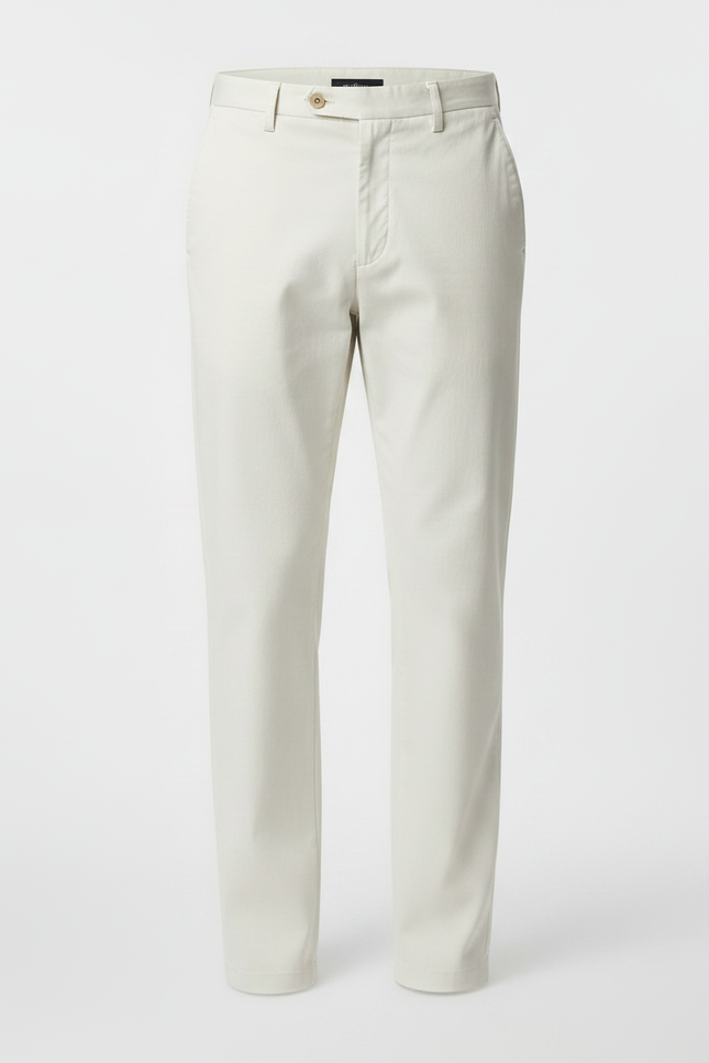 Pantalon Fluide Écru Coton Droit Élégant Homme - Blanc - vue 3